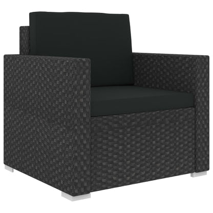 vidaXL 6-delige Loungeset met kussens poly rattan zwart