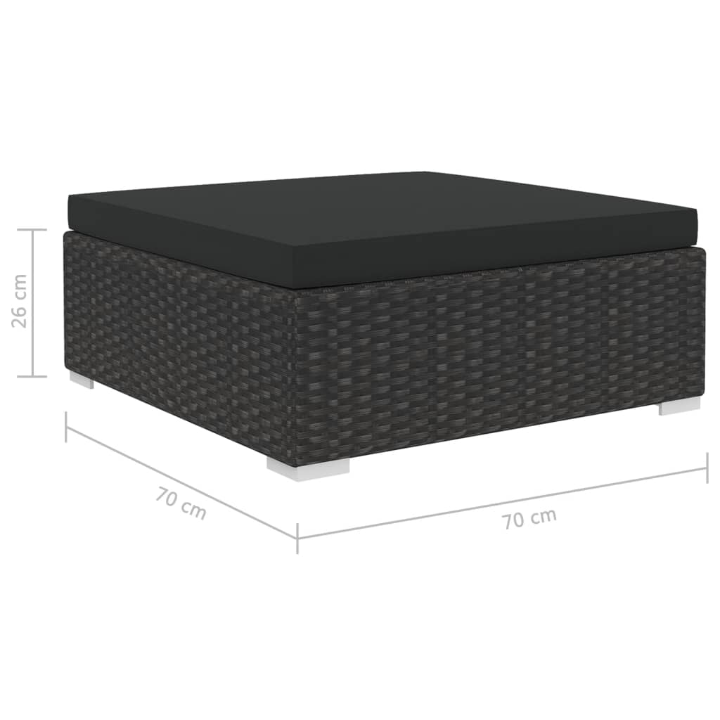 vidaXL 6-delige Loungeset met kussens poly rattan zwart