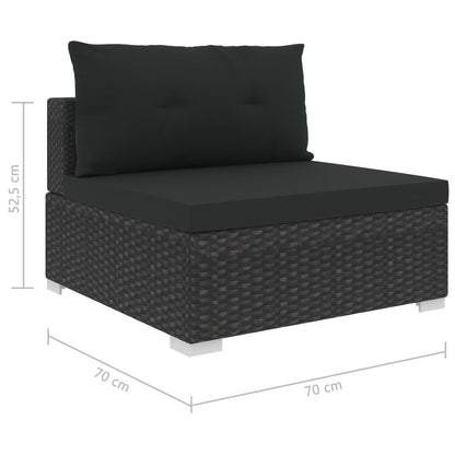 vidaXL 6-delige Loungeset met kussens poly rattan zwart