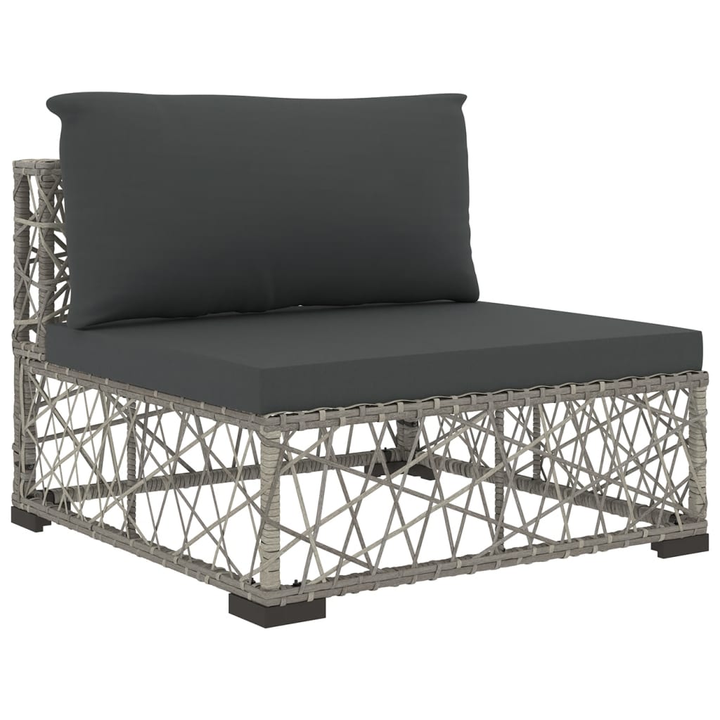 vidaXL 5-delige Loungeset met kussens poly rattan grijs