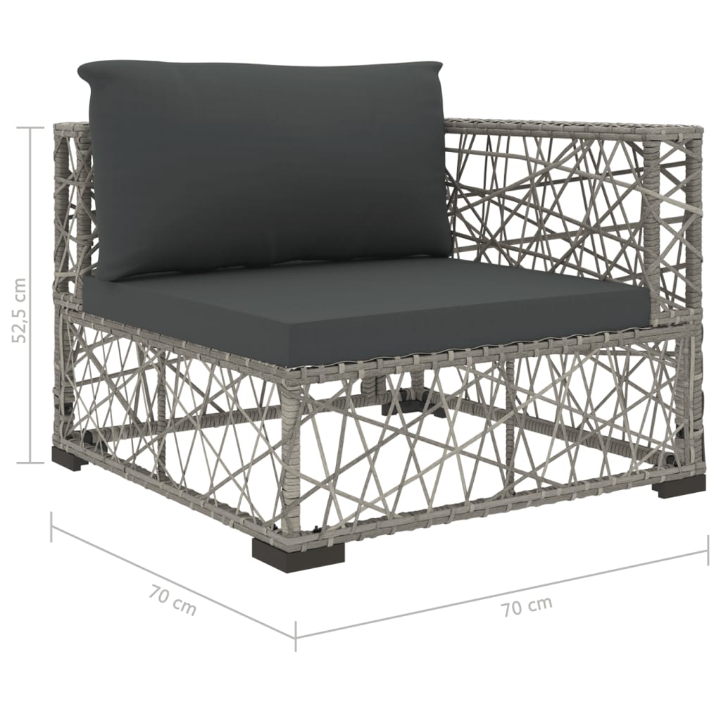 vidaXL 5-delige Loungeset met kussens poly rattan grijs