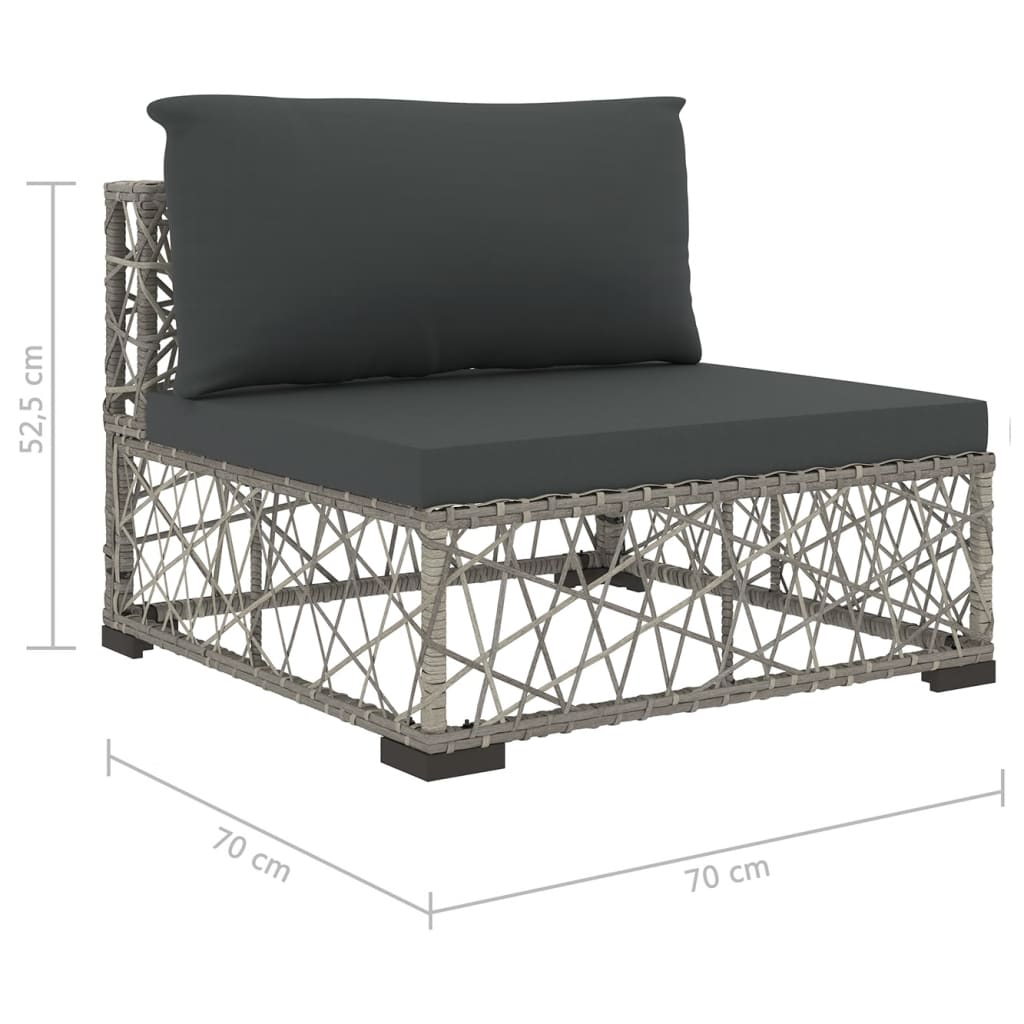 vidaXL 5-delige Loungeset met kussens poly rattan grijs