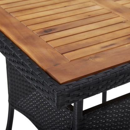 vidaXL Tuintafel poly rattan en massief acaciahout zwart