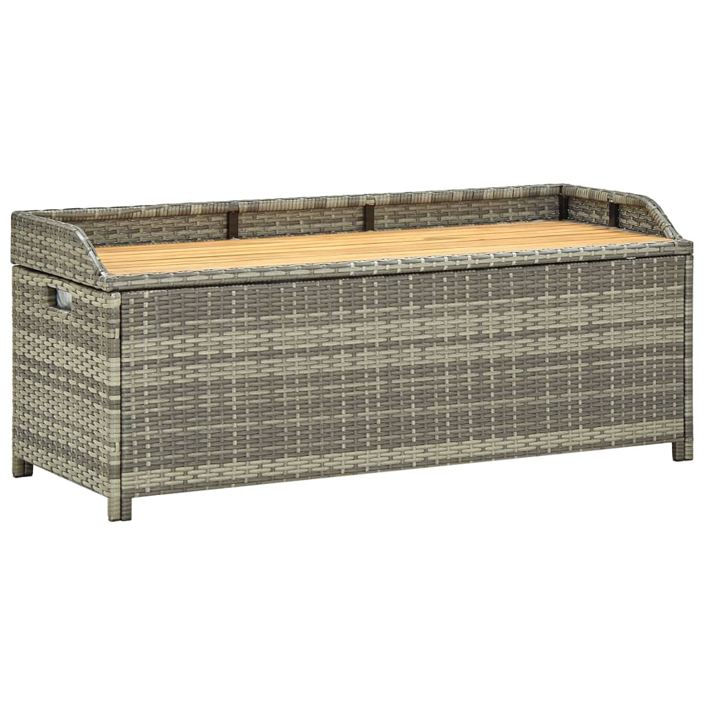 vidaXL Tuinopbergbank 120 cm poly rattan grijs