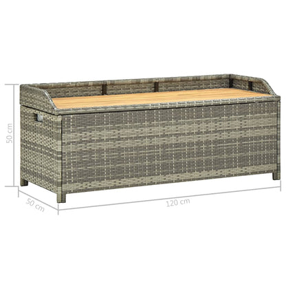 vidaXL Tuinopbergbank 120 cm poly rattan grijs