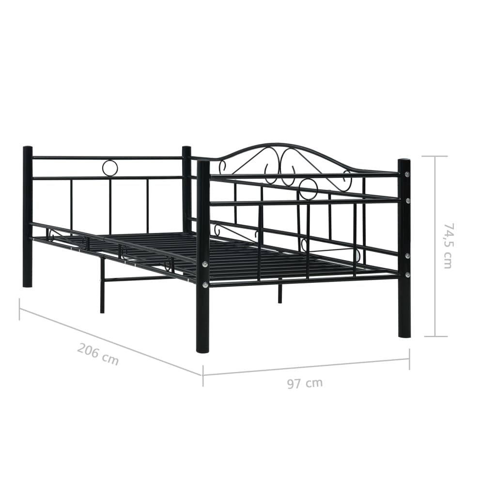 vidaXL Bedbankframe metaal zwart 90x200 cm