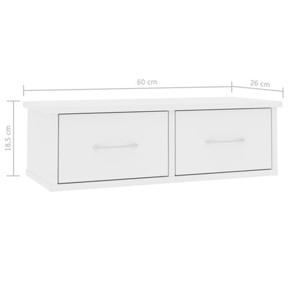 vidaXL Wandschap met lades 60x26x18,5 cm bewerkt hout wit