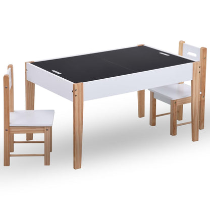 vidaXL 3-delige Kindertafel- en stoelenset krijtbord zwart en wit