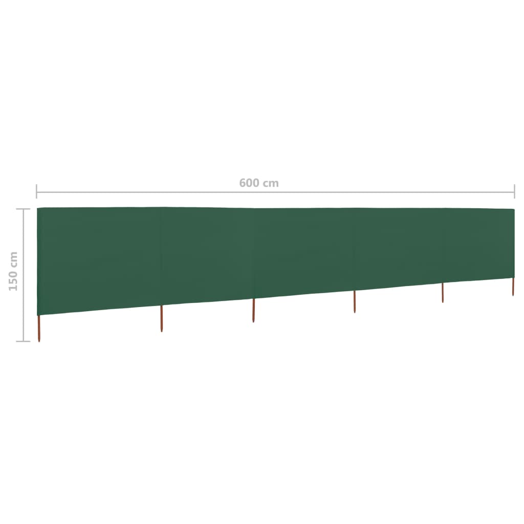 vidaXL Windscherm 5-panelen 600x120 cm stof groen