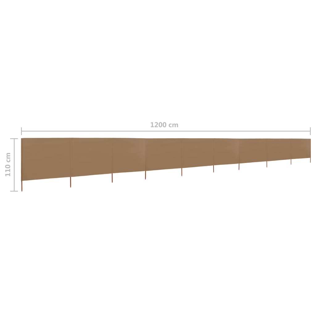 vidaXL Windscherm 9-panelen 1200x80 cm stof taupe