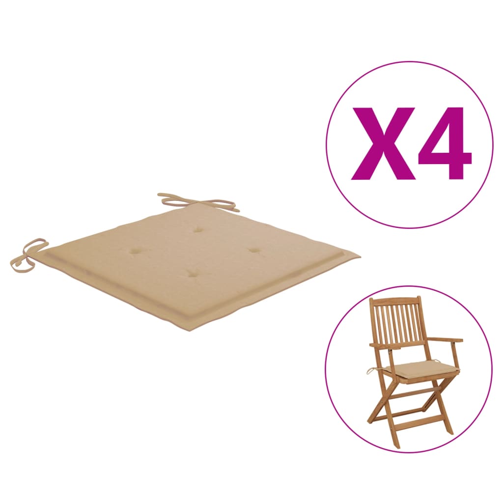 vidaXL Tuinstoelkussens 4 st 40x40x3 cm oxford stof beige