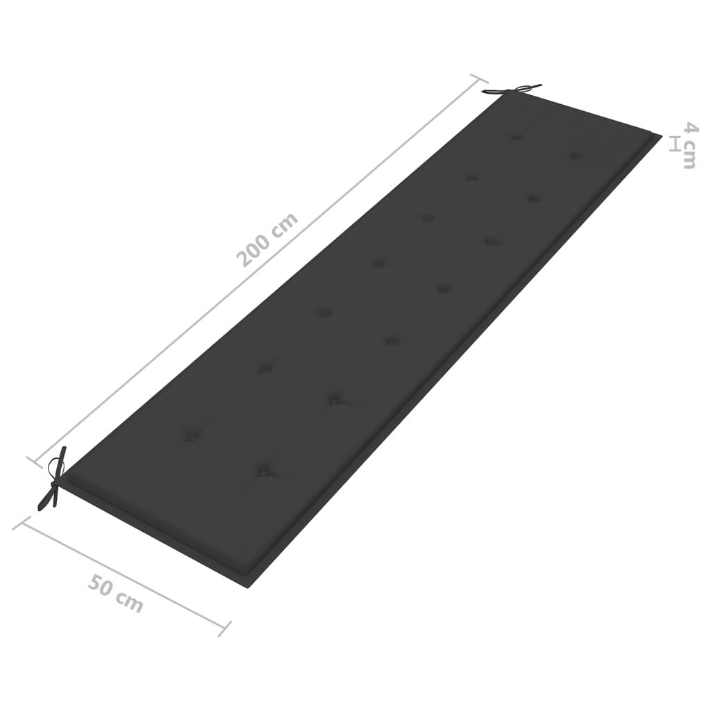 vidaXL Tuinbankkussen 200x50x3 cm oxford stof antracietkleurig