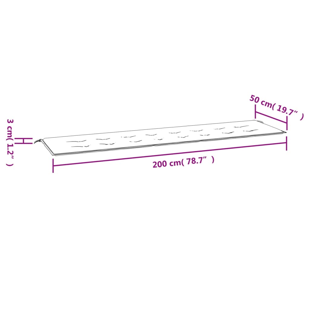 vidaXL Tuinbankkussen 200x50x3 cm oxford stof antracietkleurig