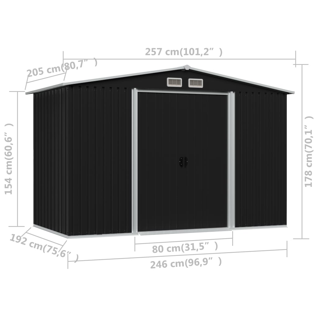 vidaXL Tuinberging 257x205x178 cm staal antraciet