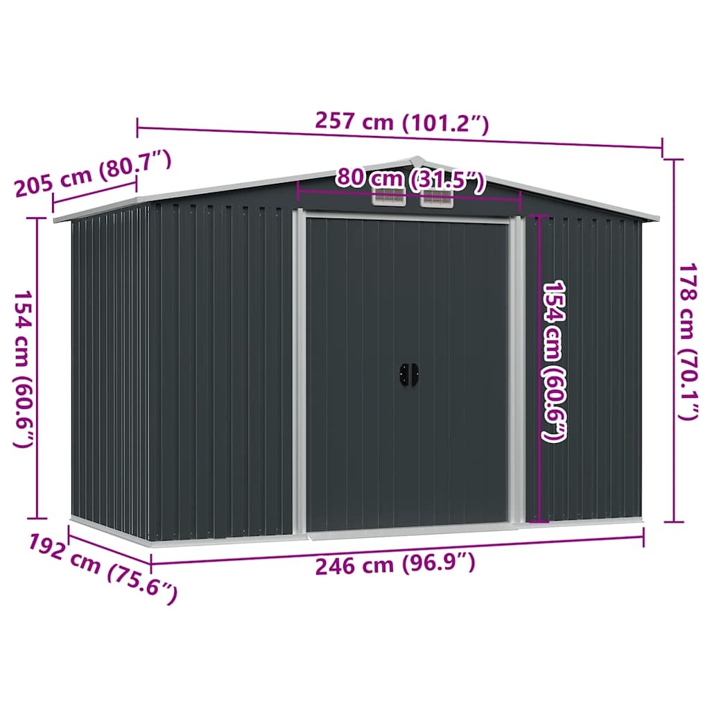 vidaXL Tuinberging 257x205x178 cm staal antraciet