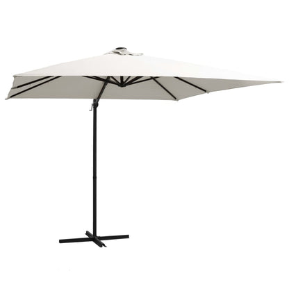 vidaXL Zweefparasol met LED en stalen paal 250x250 cm zandkleurig