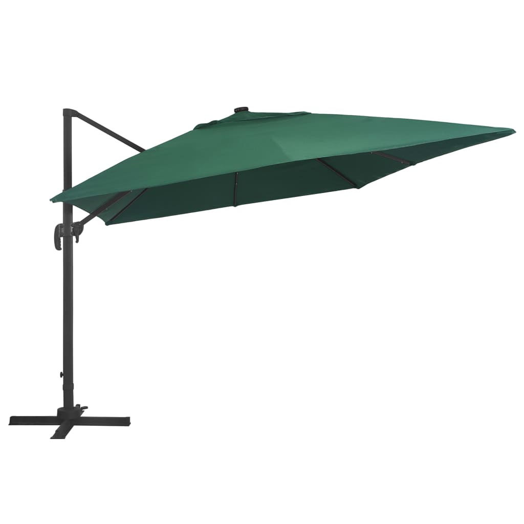 vidaXL Zweefparasol met LED en aluminium paal 400x300 cm groen