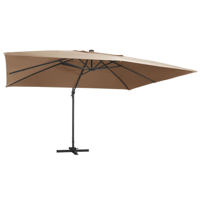 vidaXL Zweefparasol met LED en aluminium paal 400x300 cm taupe