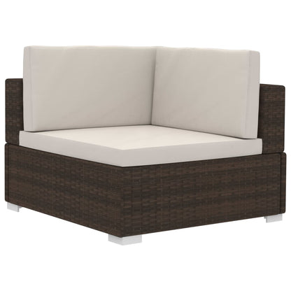 vidaXL 3-delige Loungeset met kussens poly rattan bruin