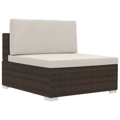 vidaXL 3-delige Loungeset met kussens poly rattan bruin