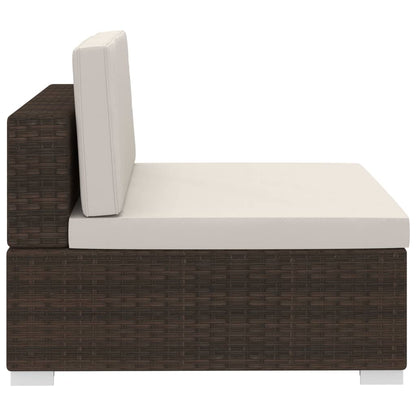 vidaXL 3-delige Loungeset met kussens poly rattan bruin