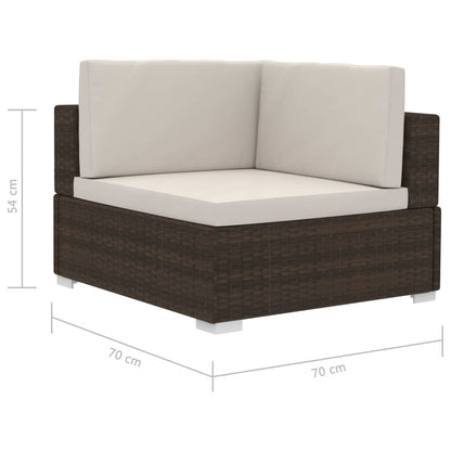 vidaXL 3-delige Loungeset met kussens poly rattan bruin