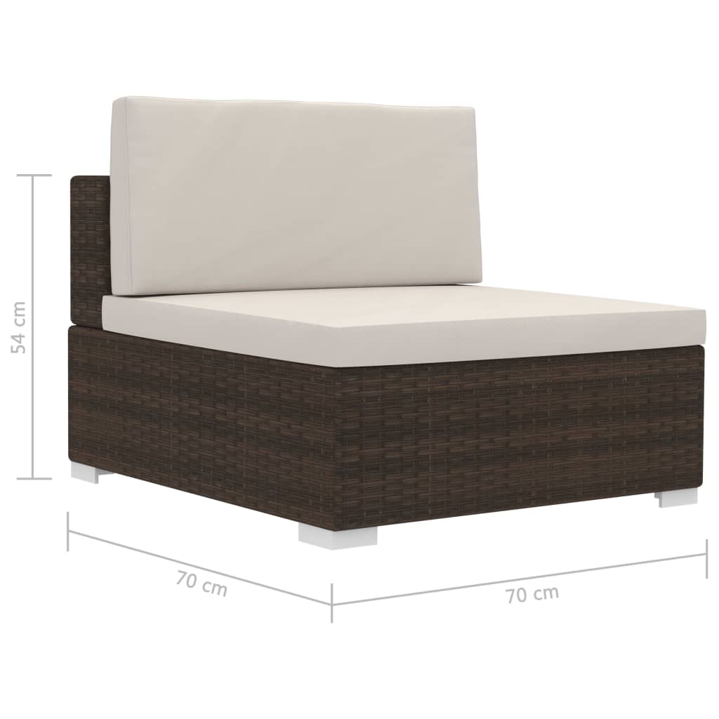 vidaXL 3-delige Loungeset met kussens poly rattan bruin