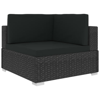 vidaXL 4-delige Loungeset met kussens poly rattan zwart