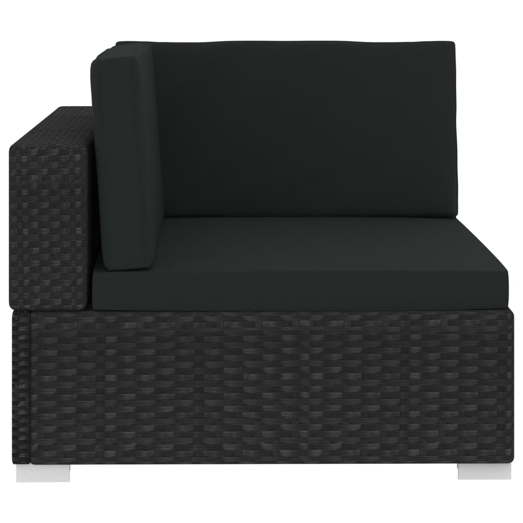 vidaXL 4-delige Loungeset met kussens poly rattan zwart