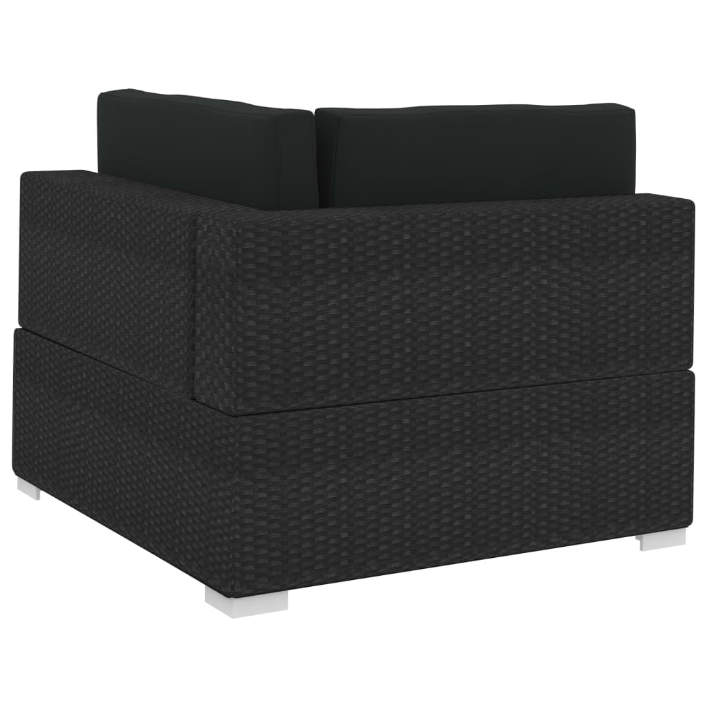 vidaXL 4-delige Loungeset met kussens poly rattan zwart