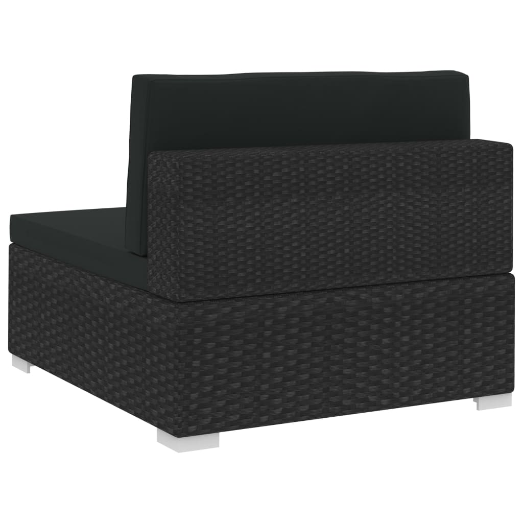 vidaXL 4-delige Loungeset met kussens poly rattan zwart