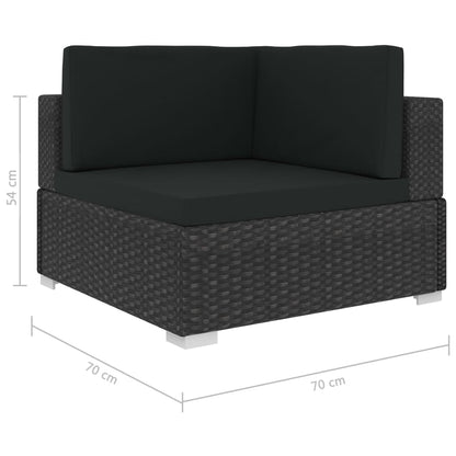 vidaXL 4-delige Loungeset met kussens poly rattan zwart