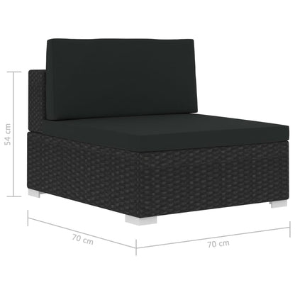 vidaXL 4-delige Loungeset met kussens poly rattan zwart