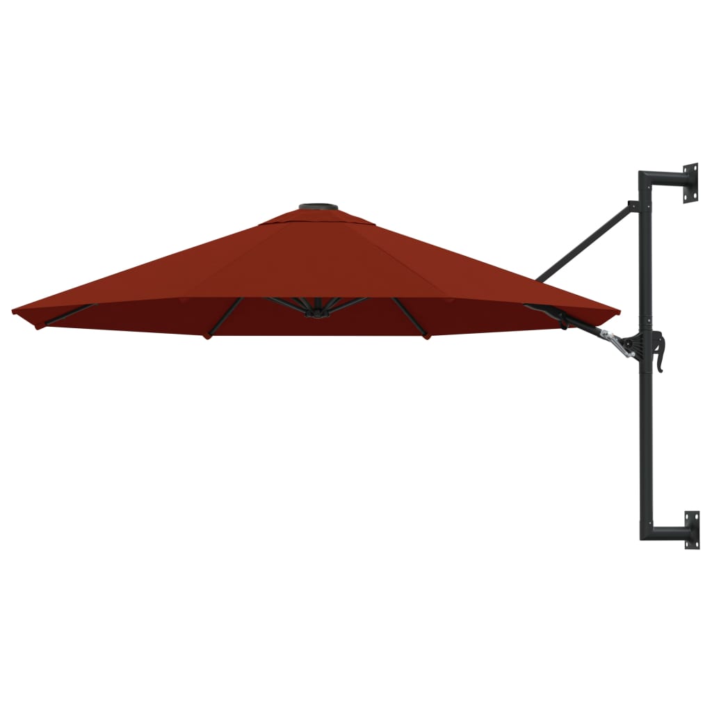 vidaXL Wandparasol met metalen paal 300 cm terracottakleurig