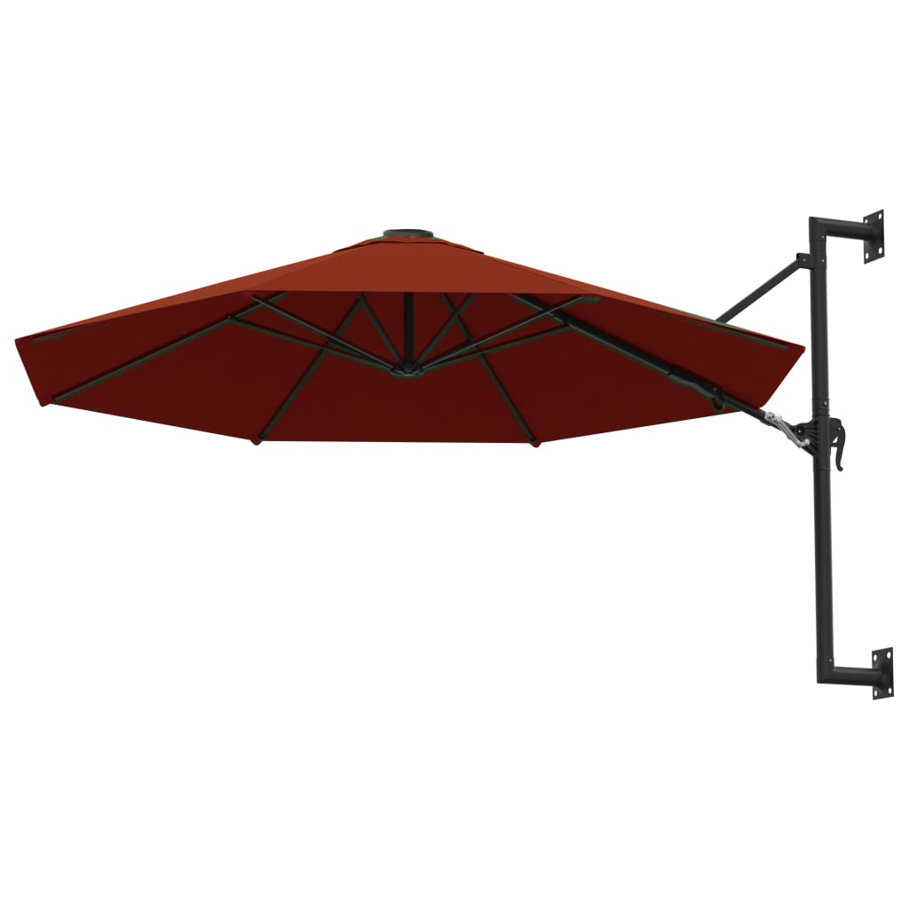 vidaXL Wandparasol met metalen paal 300 cm terracottakleurig