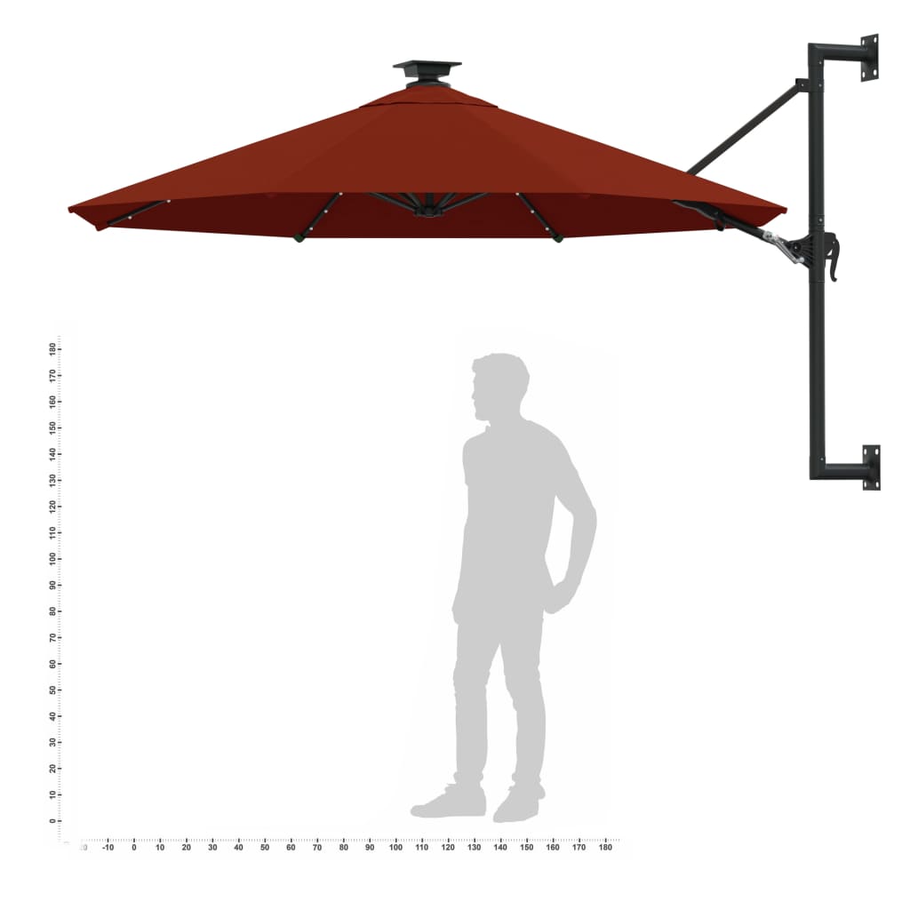 vidaXL Wandparasol met metalen paal 300 cm terracottakleurig