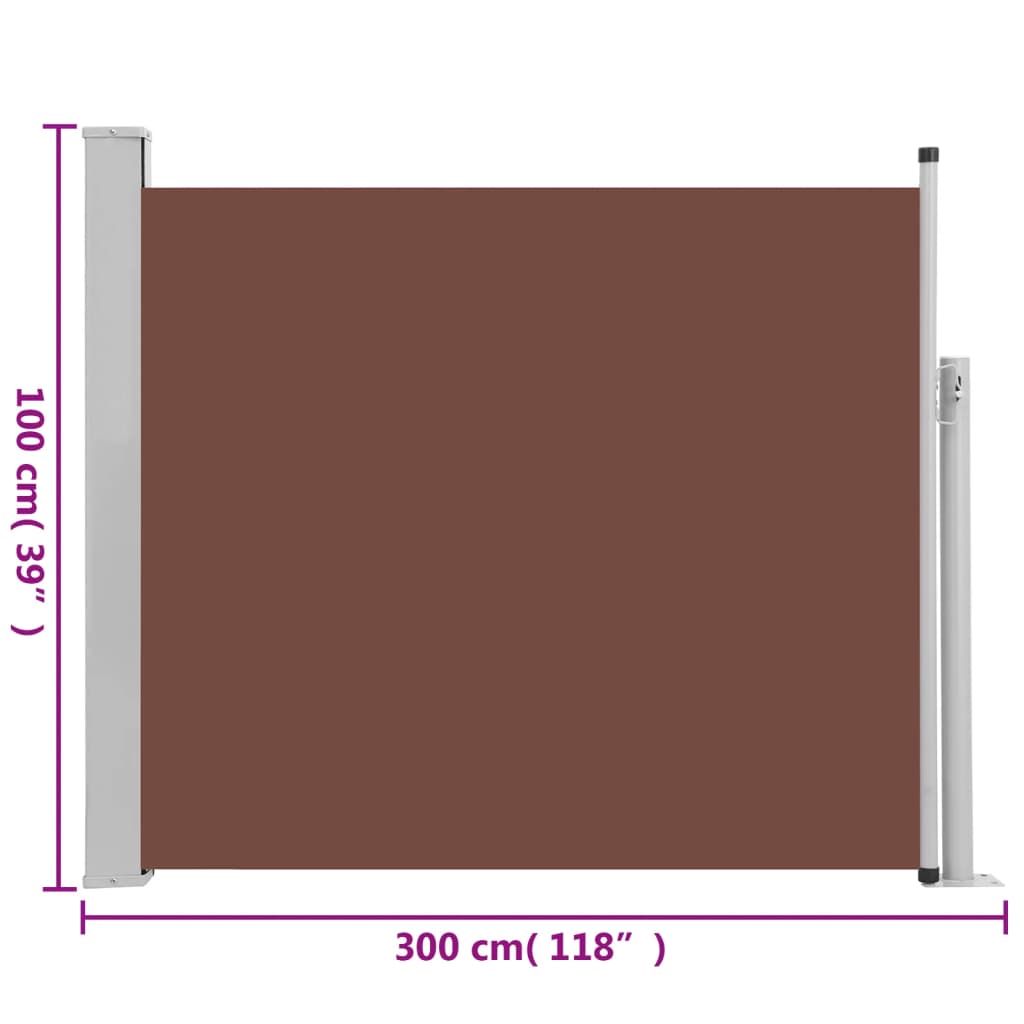 vidaXL Tuinscherm uittrekbaar 100x300 cm bruin