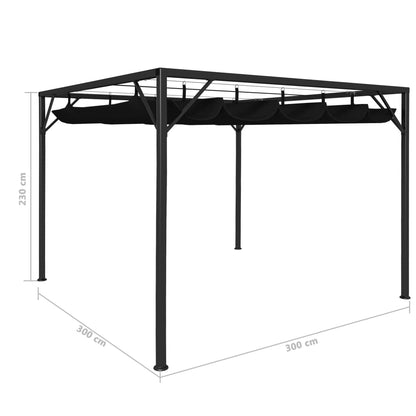 vidaXL Tuinprieel met uittrekbaar dak 3x3 m antraciet