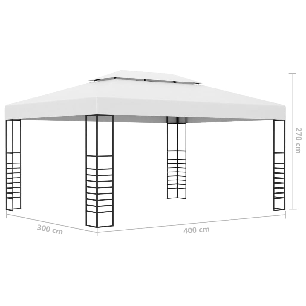 vidaXL Tuinprieel 4x3x2,7 m gepoedercoat staal wit