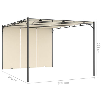 vidaXL Tuinprieel met zijgordijn 4x3x2,25 m crème