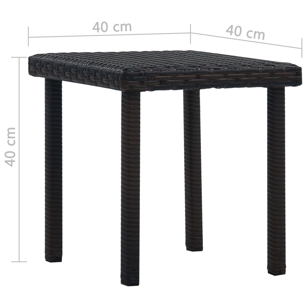 vidaXL Tuintheetafel 40x40x40 cm poly rattan bruin