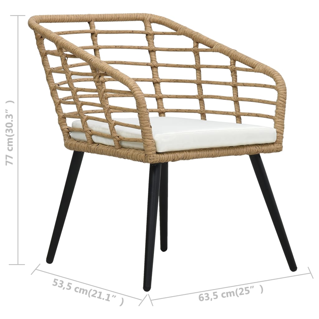 vidaXL Tuinstoelen 2 st met kussens poly rattan eikenkleurig