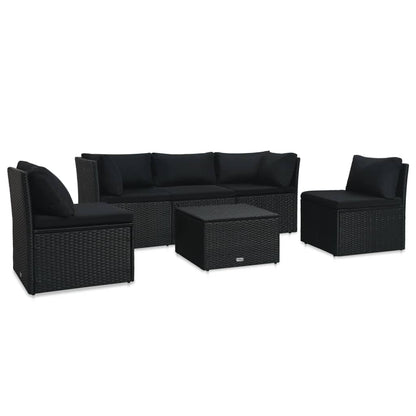 vidaXL 4-delige Loungeset met kussens poly rattan zwart