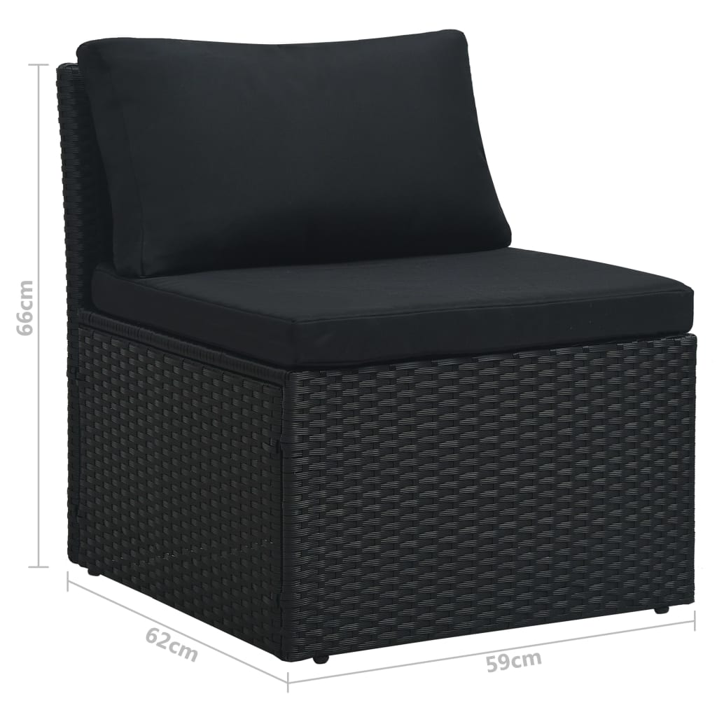 vidaXL 4-delige Loungeset met kussens poly rattan zwart