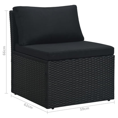 vidaXL 4-delige Loungeset met kussens poly rattan zwart