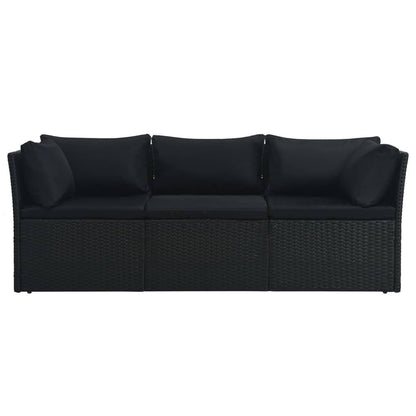 vidaXL 4-delige Loungeset met kussens poly rattan zwart