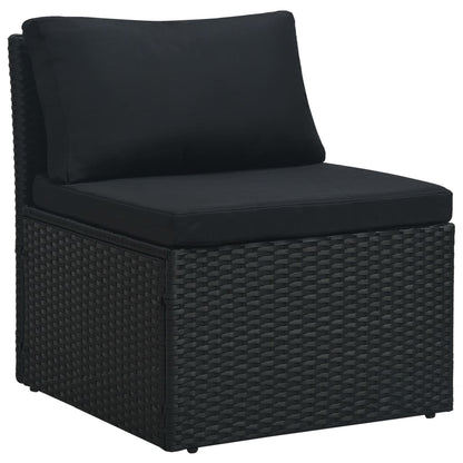 vidaXL 4-delige Loungeset met kussens poly rattan zwart