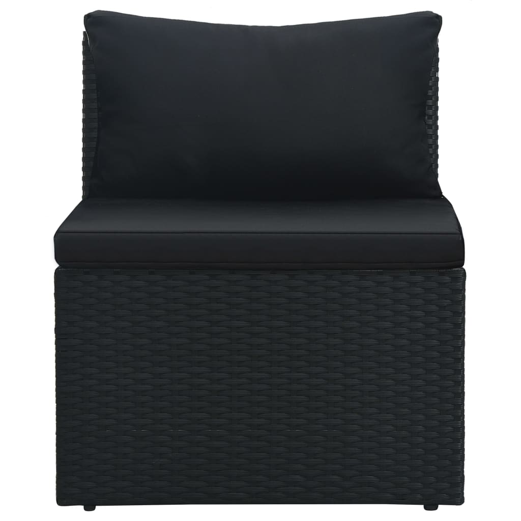 vidaXL 4-delige Loungeset met kussens poly rattan zwart