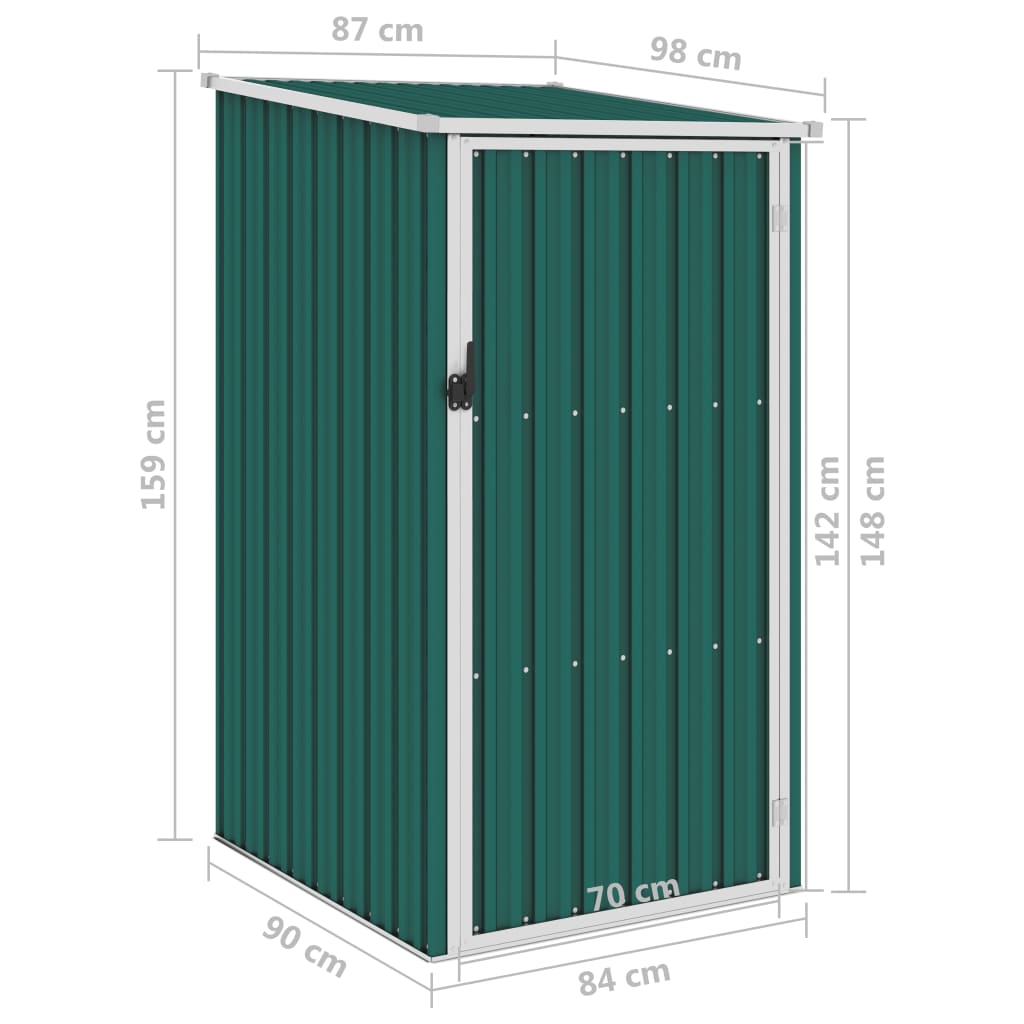 vidaXL Tuinschuur 87x98x159 cm gegalvaniseerd staal groen