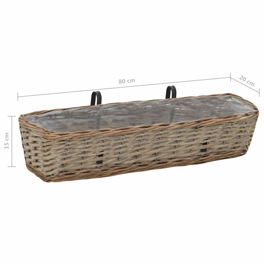 vidaXL Balkonbakken 2 st 80 cm wicker met PE-voering